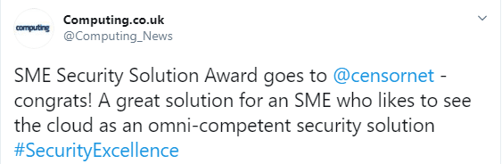 2019 SME award win computing security tweet