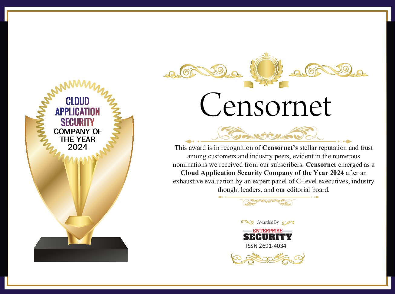 Censornet win Cloud Application Security Company of the Year 2024