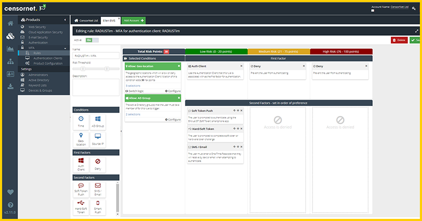 Visual rule builder for MFA powered by IntelliTrust