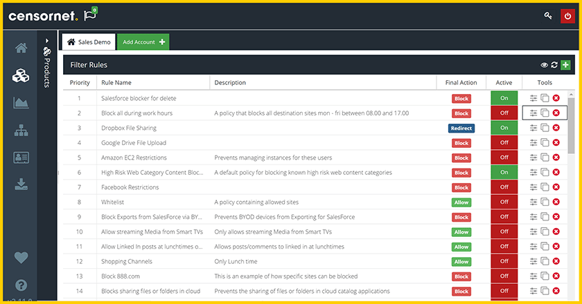 Web Security filter rules